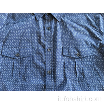 Camicia a maniche corte con stampa blu scuro